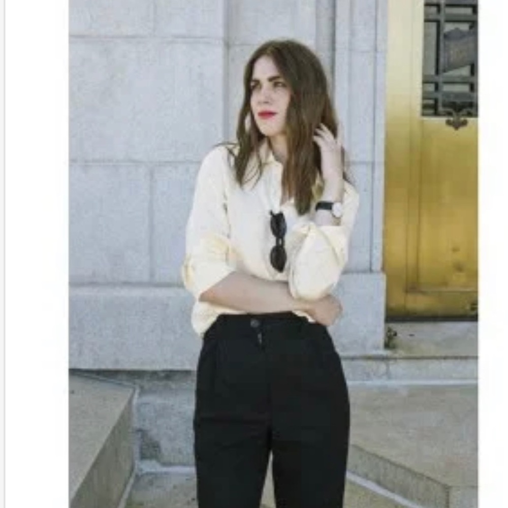 Tradlands 100% silk creme button up